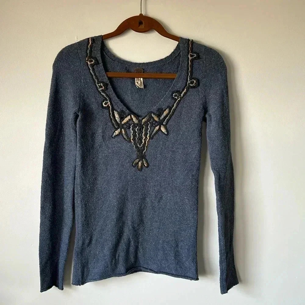 Free People  | Front Embroidered Sweater